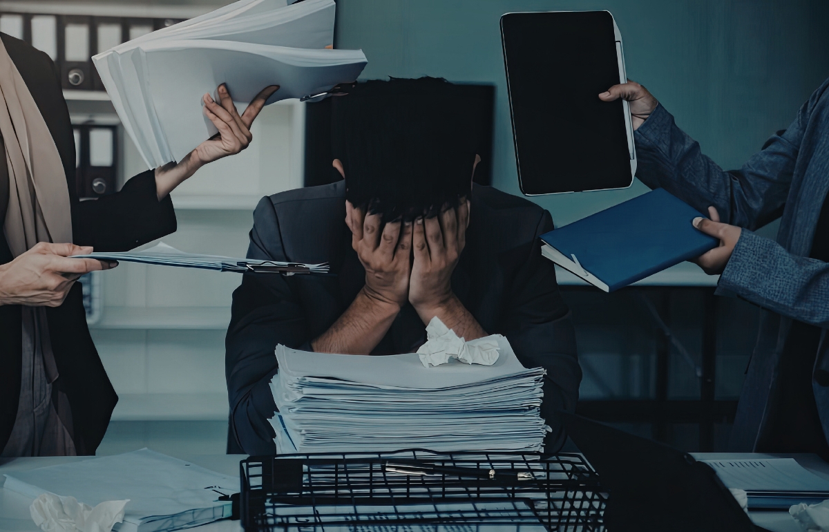 income tax notices India concept with documents and taxpayer reviewing notice